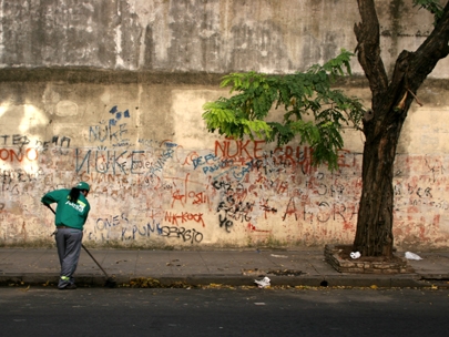 Autumn�s mess being cleaned up