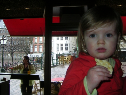 tess, and greet cleaning the windows