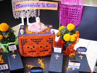 This year the altar is dedicated to the international financial crisis...
