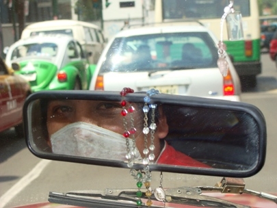 Ricardo, my taxi driver, also takes preventive measures